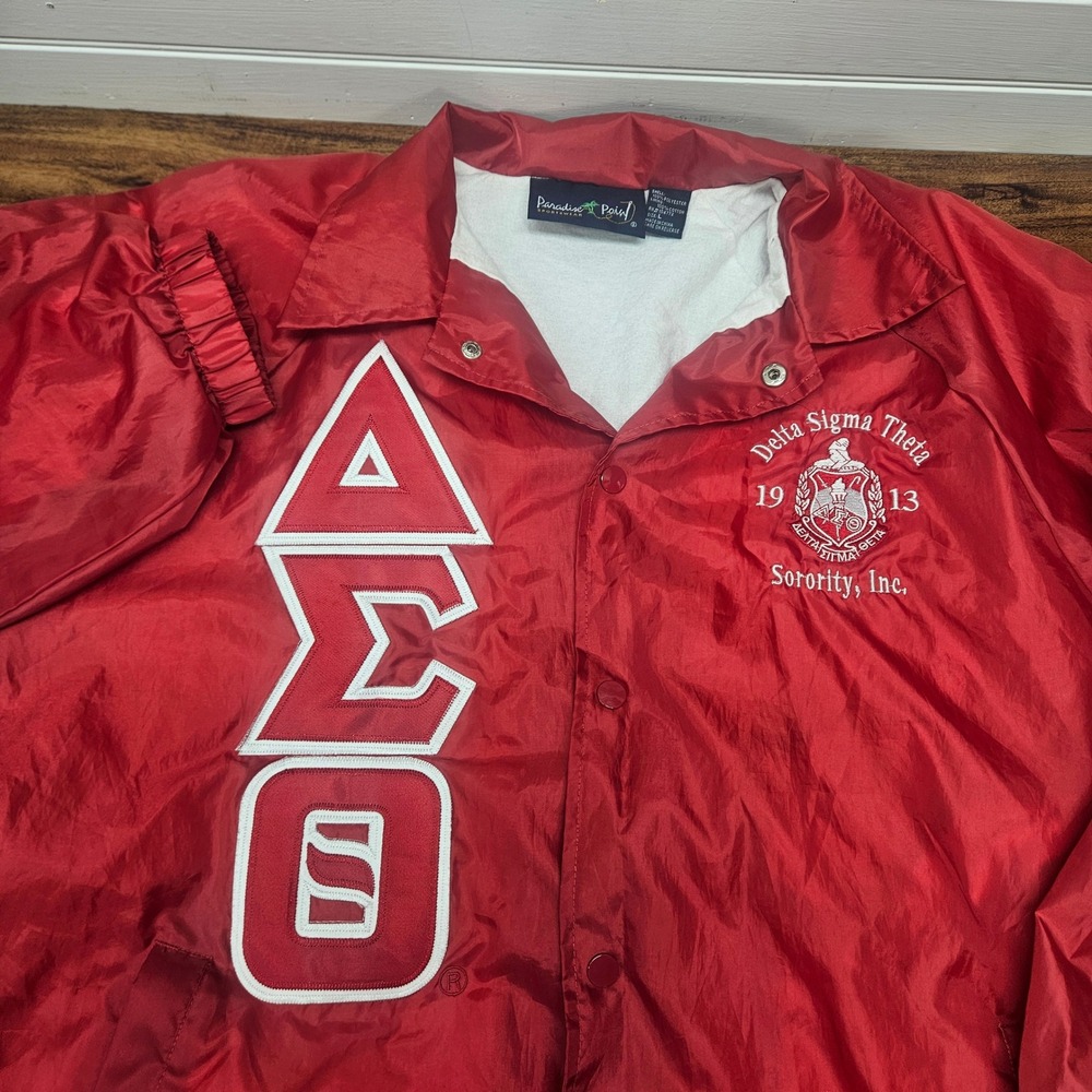 Paradise Point Delta Sigma Theta Sorority Coaches Jacket Red Large 1913 Crest